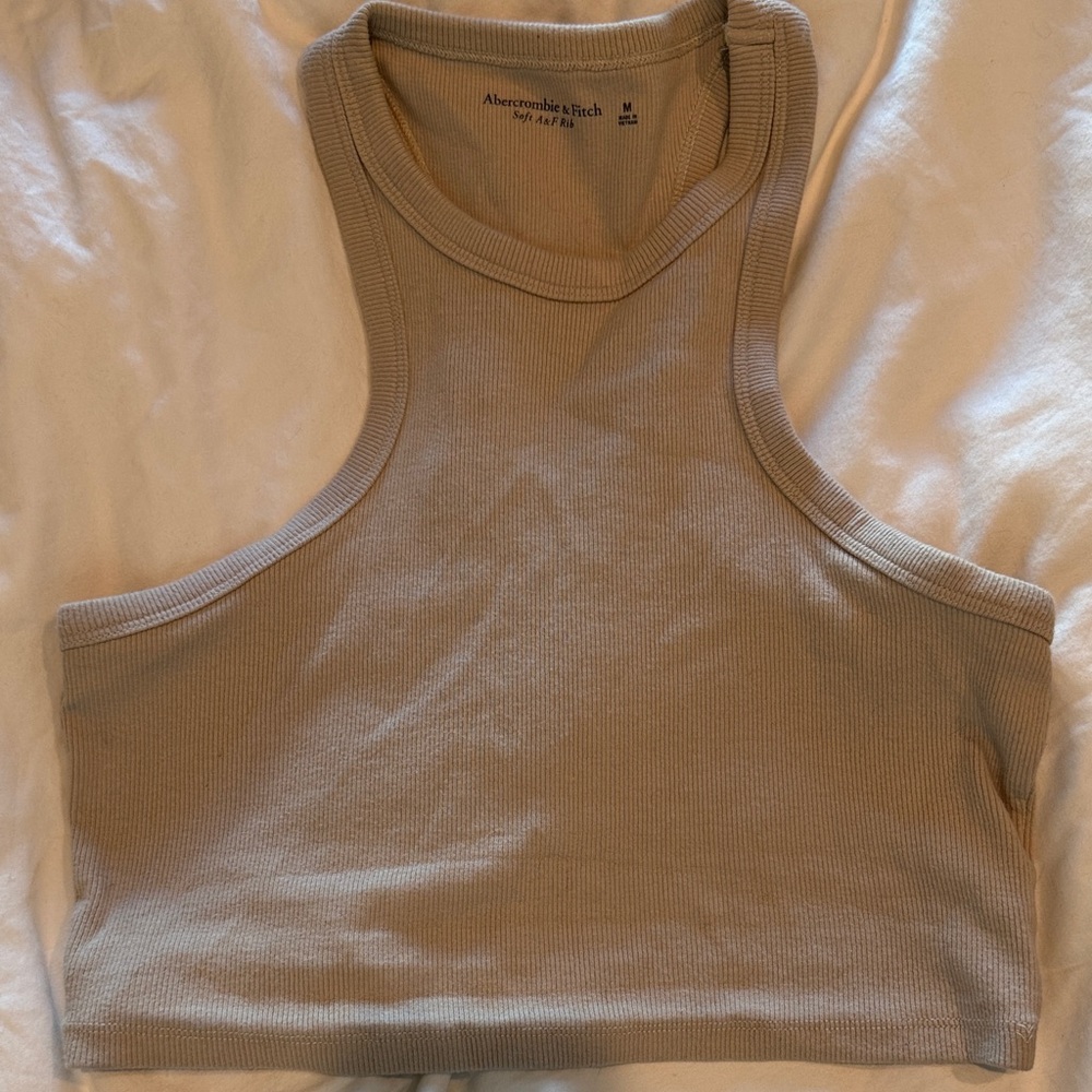 Abercrombie & Fitch Beige Ribbed Crop Top